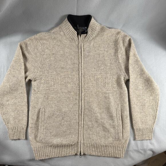 Pendleton Shetland Wool Full Zip Sweater Jacket L Shetland Wool Beige Knit NWT - Picture 2 of 16